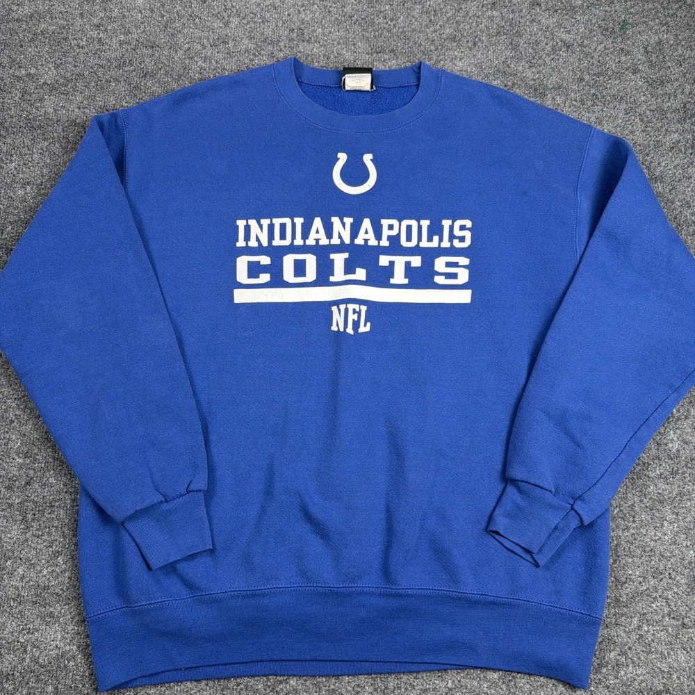 Indianapolis Colts NFL Crewneck Sweatshirt Blue‎ Pullover Mens XL Football Logo